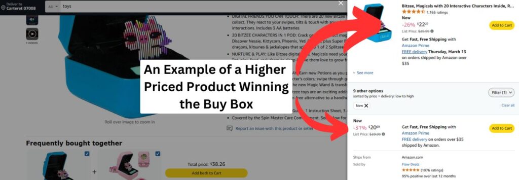 An Example of a Higher Priced Product Winning the Buy Box