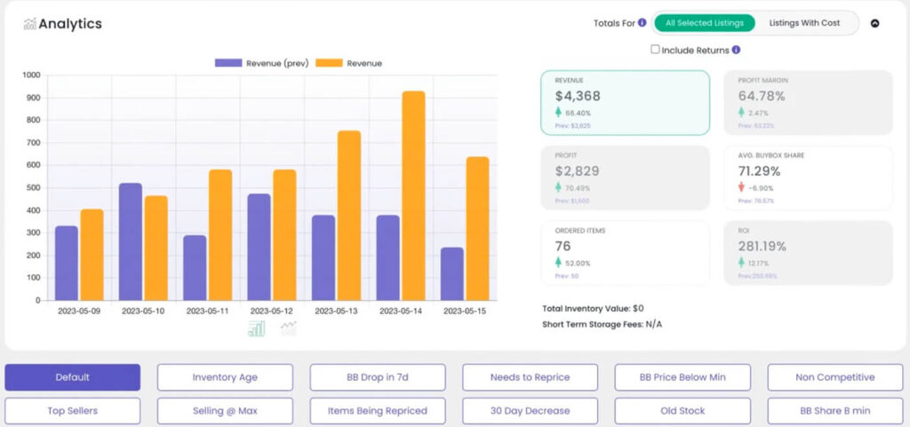 Seller Snap Repricer Dashboard UI