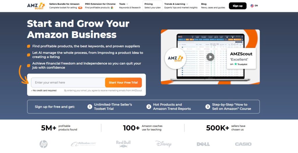 AMZScout Amazon Product Research Homepage