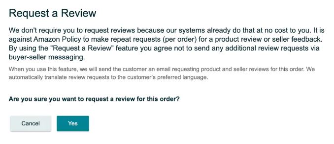 Amazon Request a Review Feature