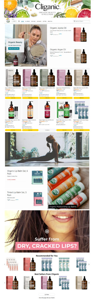 Amazon Storefront Example - Cliganic Brand