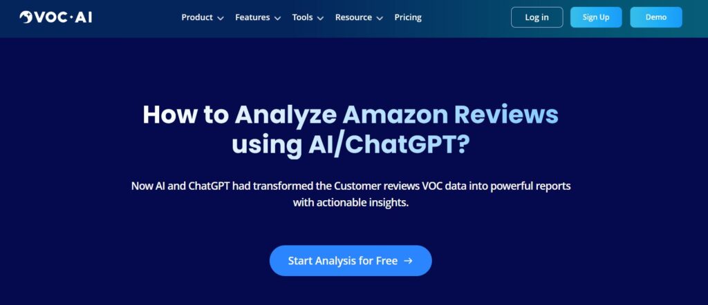 Amazon Product Research VOC AI Landing Page