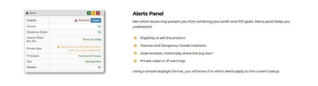 SellerAmp Amazon FBA Tool Alerts Features