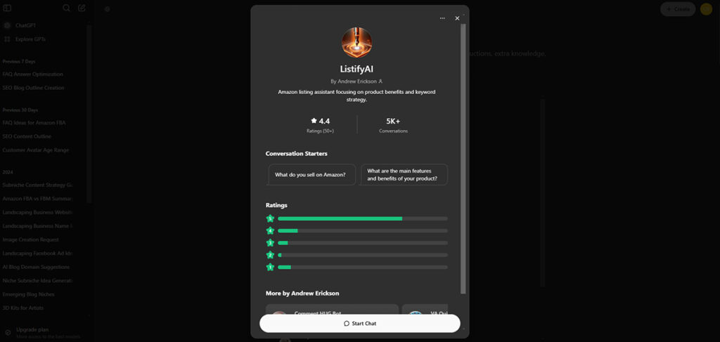 ChatGPT Listify Amazon Listing Builder