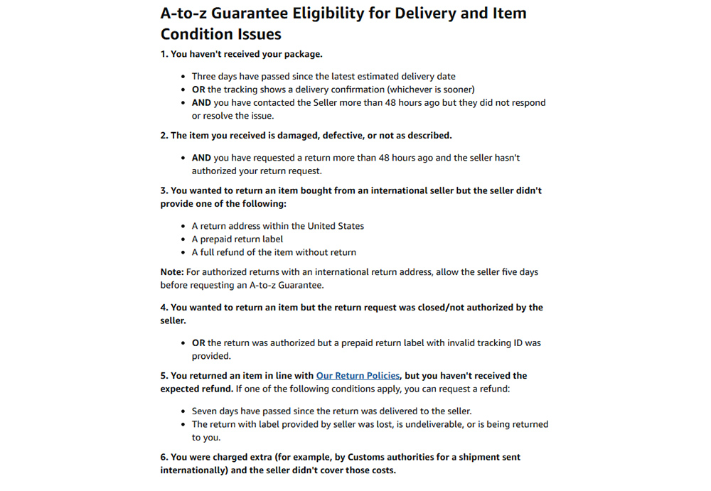 Amazon Order Defect Rate -  A-to-z Guarantee