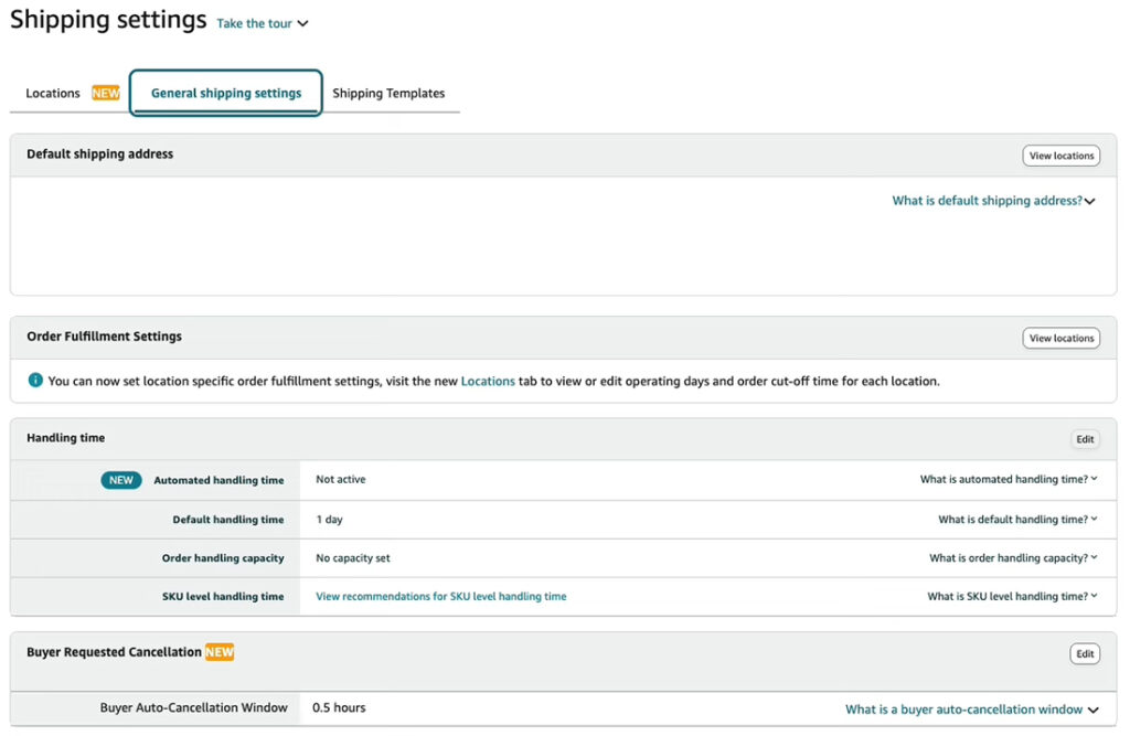 Amazon Shipping Settings - General Shipping Settings