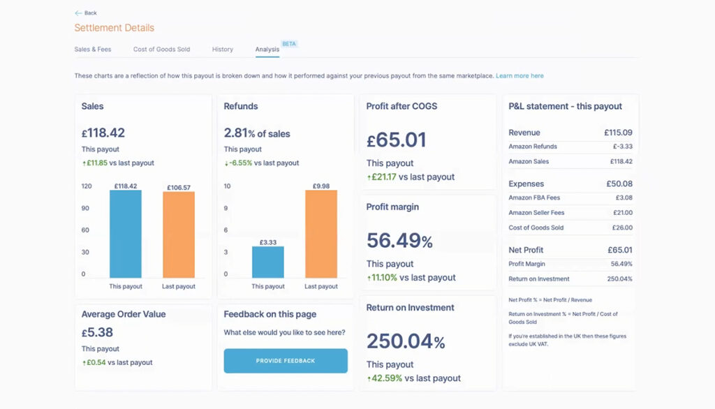 Settlement Details Page from Link My Books Screenshot