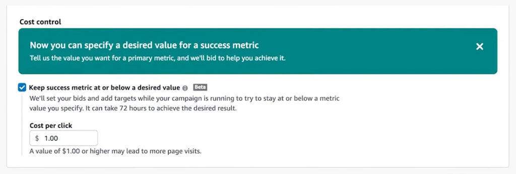 Amazon Display Ads - Cost Control Settings