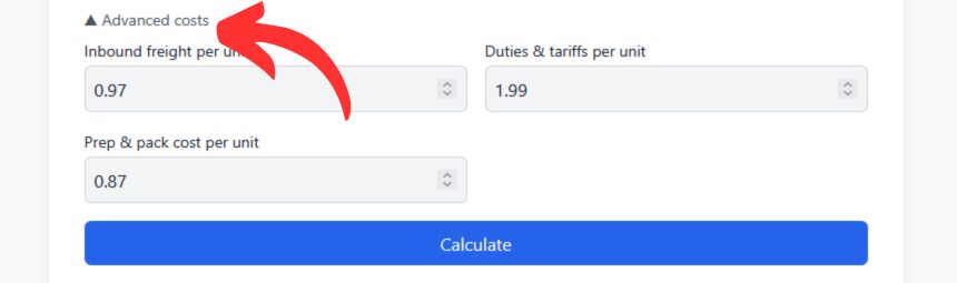 Profit Margin Calculator - Advanced Costs Tab