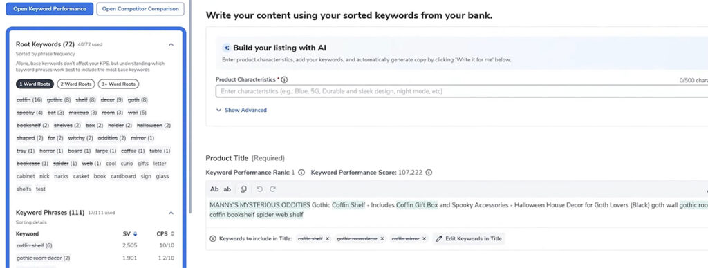 Helium 10 AI Product Listing Builder Tool