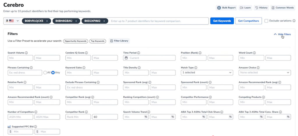 Helium 10 Cerebro - Keyword Research Tool
