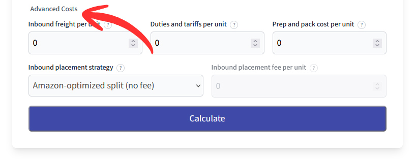 Free Amazon Profit Calculator - Advanced Settings