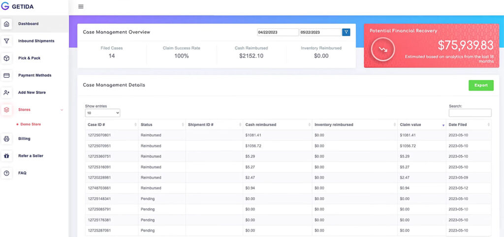 GETIDA Reimbursement Service Dashboard_