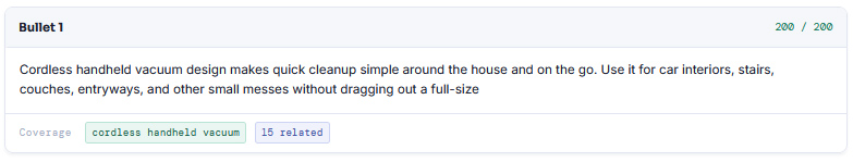 Listing Builder Bullet Point Creation Example